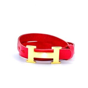 Hermes Behapi Red Double Tour Bracelet